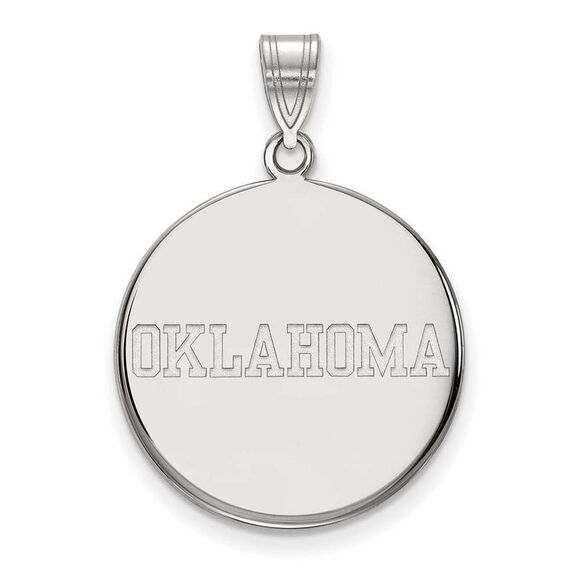 10k White Gold U. of Oklahoma Large Disc Pendant